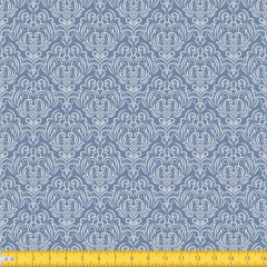 Tecido Tricoline Estampado Arabesco Fundo Azul 1223v131