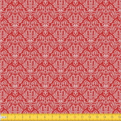 Tecido Tricoline Estampado Arabesco Fundo Vermelho 1223v106