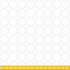 Tecido Tricoline Estampado Arabesco Geométrico Branco Sobre Branco 1224v203
