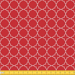 Tecido Tricoline Estampado Arabesco Geométrico Fundo Vermelho 1224v106