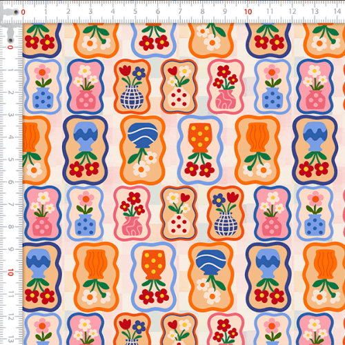 Tecido Tricoline Estampado Artesanato Floral 9050V406