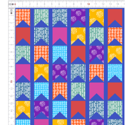 Tecido Tricoline Estampado Bandeirinhas Juninas Fundo Azul 9050v106