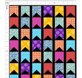 Tecido Tricoline Estampado Bandeirinhas Juninas Fundo Preto 9050v105