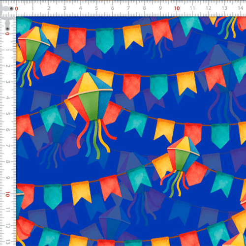 Tecido Tricoline Estampado Banderinhas e Balões Juninos 9050v471