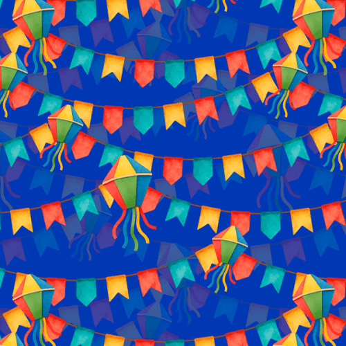 Tecido Tricoline Estampado Banderinhas e Balões Juninos 9050v471