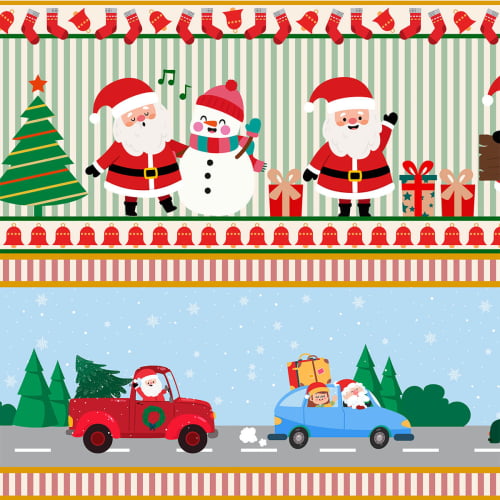 Tecido Tricoline Estampado Barrado Doçuras de Natal 6230v001