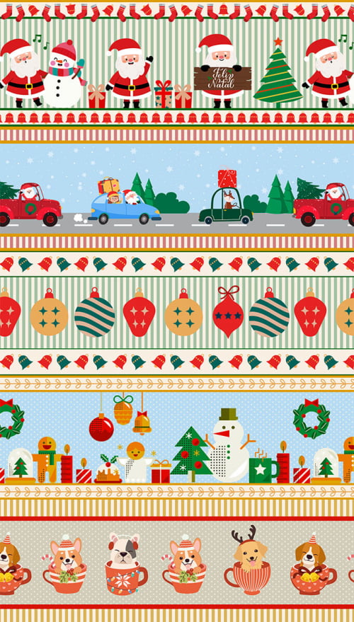 Tecido Tricoline Estampado Barrado Doçuras de Natal 6230v001