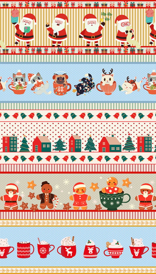 Tecido Tricoline Estampado Barrado Doçuras de Natal 6230v001