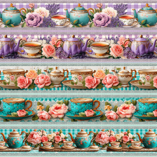 Tecido Tricoline Estampado Barrado Jardim das Porcelanas 9050V478