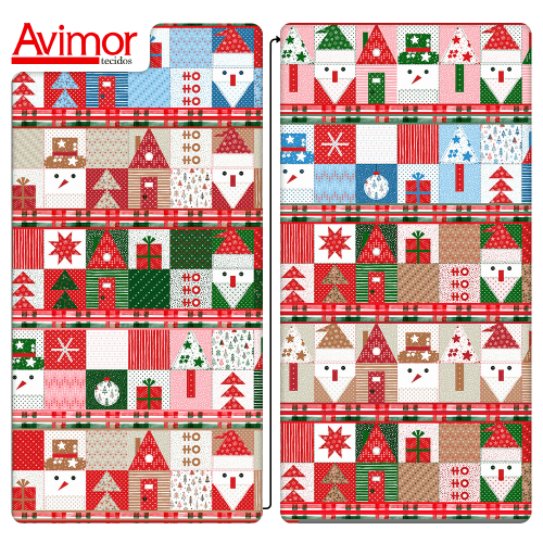 Tecido Tricoline Estampado Barrado Patchwork de Natal 6224v001 Tecido Tricoline Estampado Barrado Patchwork de Natal 6224v001