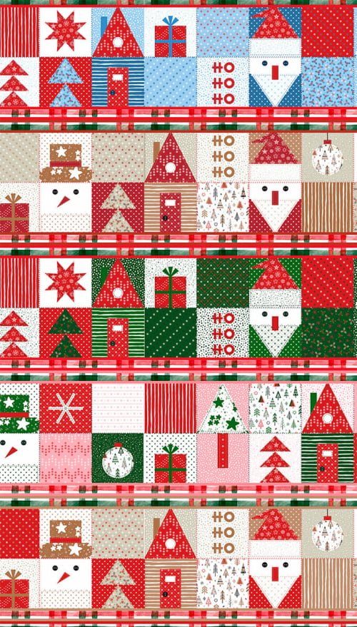 Tecido Tricoline Estampado Barrado Patchwork de Natal 6224v001
