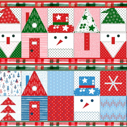 Tecido Tricoline Estampado Barrado Patchwork de Natal 6224v001