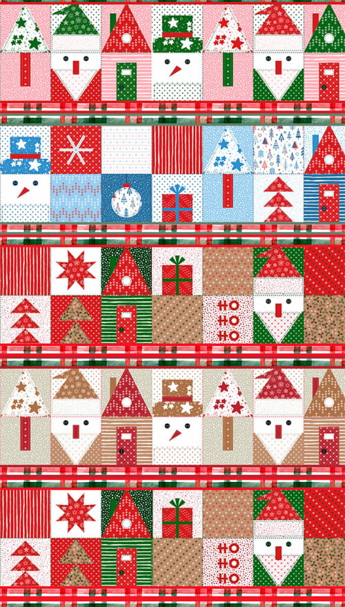 Tecido Tricoline Estampado Barrado Patchwork de Natal 6224v001