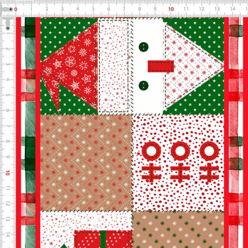 Tecido Tricoline Estampado Barrado Patchwork de Natal 6224v001