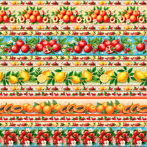 Tecido Tricoline Estampado Barrados Feira de Frutas 9050V425