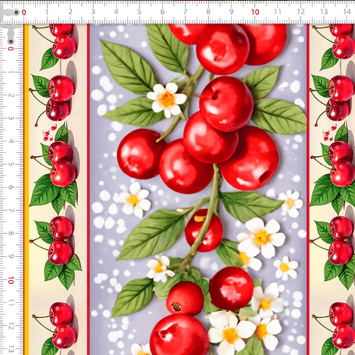 Tecido Tricoline Estampado Barrados Feira de Frutas 9050V425