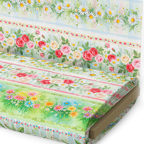 Tecido Tricoline Estampado Barrados Florais Listrados 9050V407 Tecido Tricoline Estampado Barrados Florais Listrados 9050V407