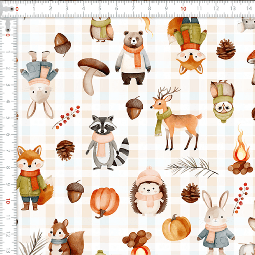 Tecido Tricoline Estampado Bichinhos no Inverno 9050V432