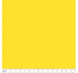 Tecido Tricoline Estampado Bolinha Mini Micro Branca Fundo Amarelo 1002v134