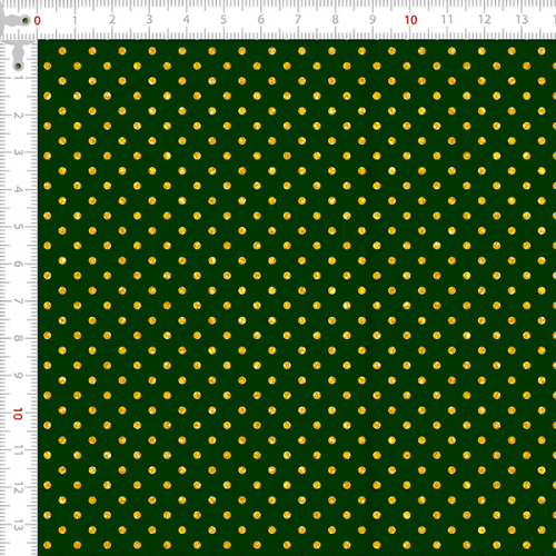 Tecido Tricoline Estampado Bolinhas Micro Douradas Fundo Verde 1001v059