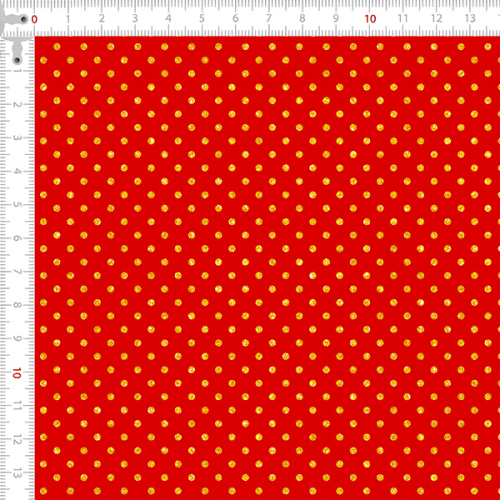 Tecido Tricoline Estampado Bolinhas Micro Douradas Fundo Vermelho 1001v264