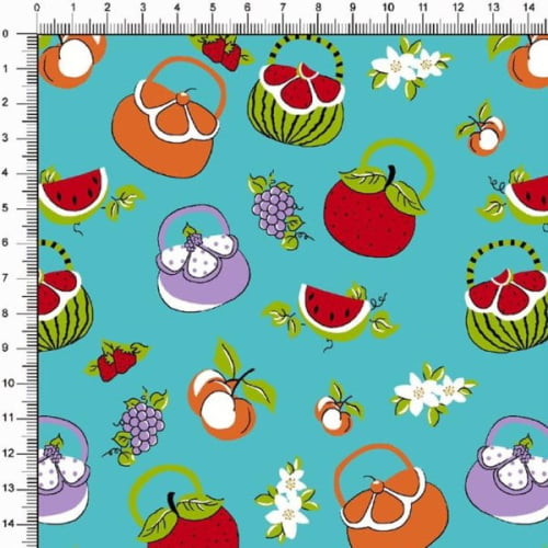 Tecido Tricoline Estampado Bolsa de Frutas Tifanny 6468v03