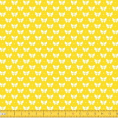 Tecido Tricoline Estampado Borboletas Fundo Amarelo 1228v134