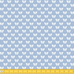 Tecido Tricoline Estampado Borboletas Fundo Azul Bebe 1228v082