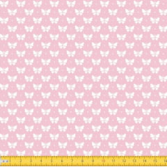 Tecido Tricoline Estampado Borboletas Fundo Rosa Bebe 1228v081