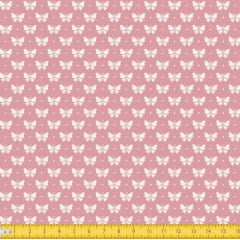 Tecido Tricoline Estampado Borboletas Fundo Rose Forte 1228v130