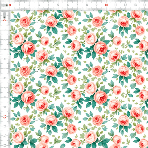 Tecido Tricoline Estampado Botões de Rosa Pequenas 9050V401