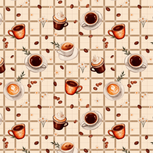 Tecido Tricoline Estampado Café Amante Retrô 9050v307