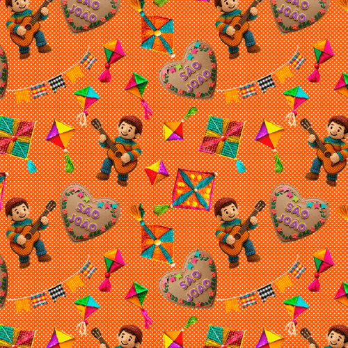 Tecido Tricoline Estampado Cantor do São João Junino 9050v469