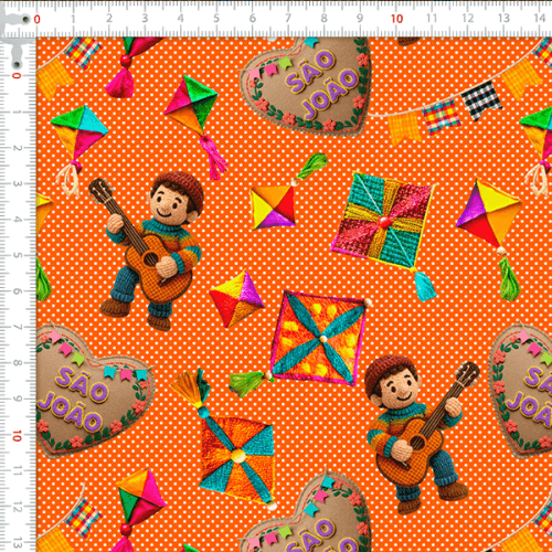 Tecido Tricoline Estampado Cantor do São João Junino 9050v469