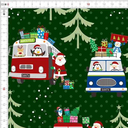 Tecido Tricoline Estampado Caravana de Natal 6228v001