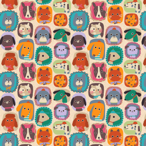 Tecido Tricoline Estampado Caricaturas de Pets 9050v339