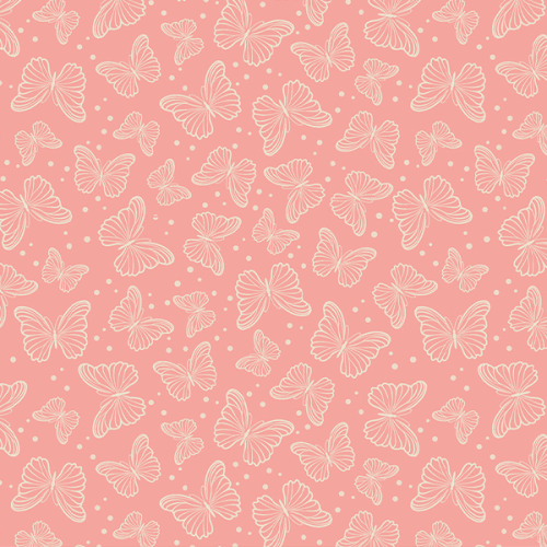 Tecido Tricoline Estampado Carimbo de Boboleta Rosa 1418V130