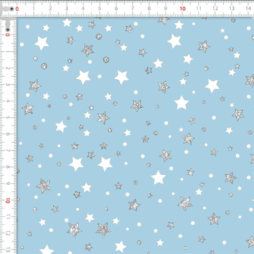 Tecido Tricoline Estampado Céu Estrelado Fundo Azul 2134v002