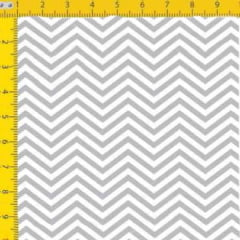 Tecido Tricoline Estampado Chevron Cinza  1209vr01 