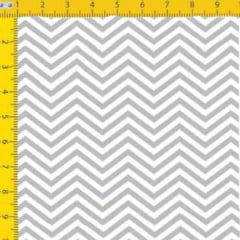 Tecido Tricoline Estampado Chevron Cinza  1209vr01 