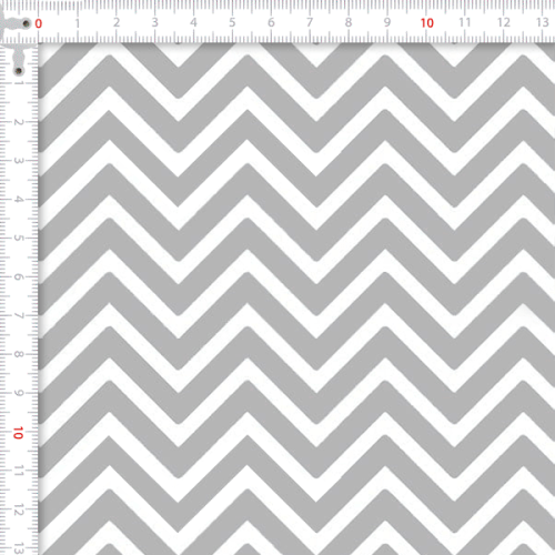 Tecido Tricoline Estampado Chevron Cinza 14538
