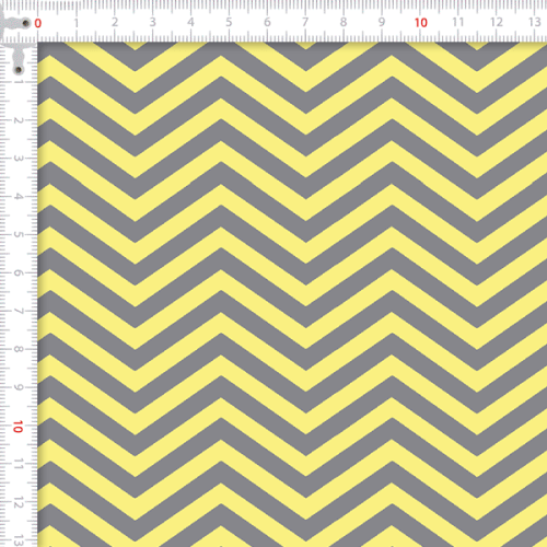Tecido Tricoline Estampado Chevron Cinza Amarelo 2625v03
