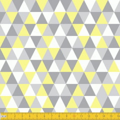 Tecido Tricoline Estampado Losango Cinza Amarelo 3048v04