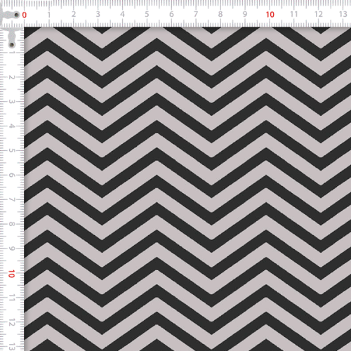 Tecido Tricoline Estampado Chevron Preto e Cinza 2625v05