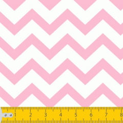 Tecido Tricoline Estampado Chevron Rosa e Branco 1068v7