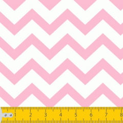 Tecido Tricoline Estampado Chevron Rosa e Branco 1068v7