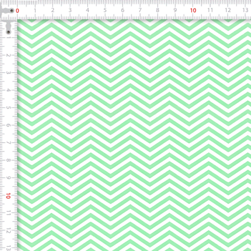 Tecido Tricoline Estampado  Chevron Verde Pequeno 1209v009