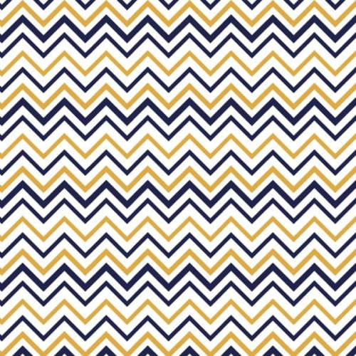 Tecido Tricoline Estampado Chevron Vertical Azul e Amarelo 1885