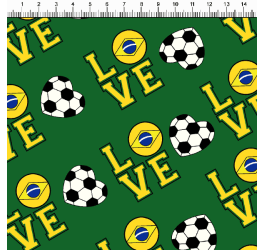Tecido Tricoline Estampado Copa do Mundo Love Verde 5414v02