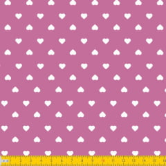 Tecido Tricoline Estampado Corações Branco Fundo Pink 1302v108